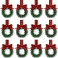 thumbnail image 4 of MOQIN 5 inch Christmas Mini Cabinet Wreaths with Ribbon Bows Red Berry Artificial Small Kitchen Wreath for Window Front Door Farmhouse Wall Xmas Decorations(Linen Burlap), 4 of 8