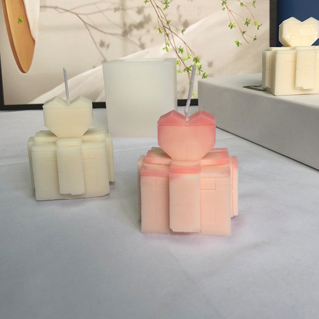 Christmas Gift Box Candle Silicone Mold Geometric Love Gift Box Candle Mold DIY Fondant Chocolate Cake Decorating Tool