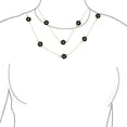 thumbnail image 5 of Bling Jewelry Womens Fashion Long Double Wrap Strand Black Enamel Flower Clover Necklace Gold Plated 36 Inch Crystal Accents, 5 of 6