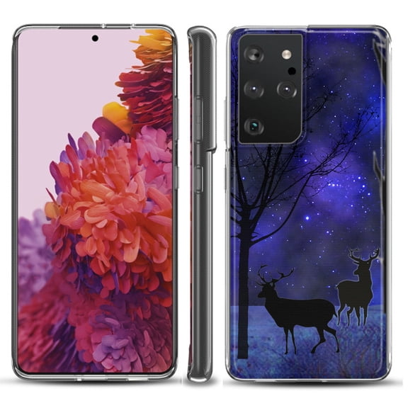 Slim-Fit Lightweight Protective Phone Case compatible with Samsung Galaxy S21 ULTRA 5G, by OneToughShield ® - Midnight Forest