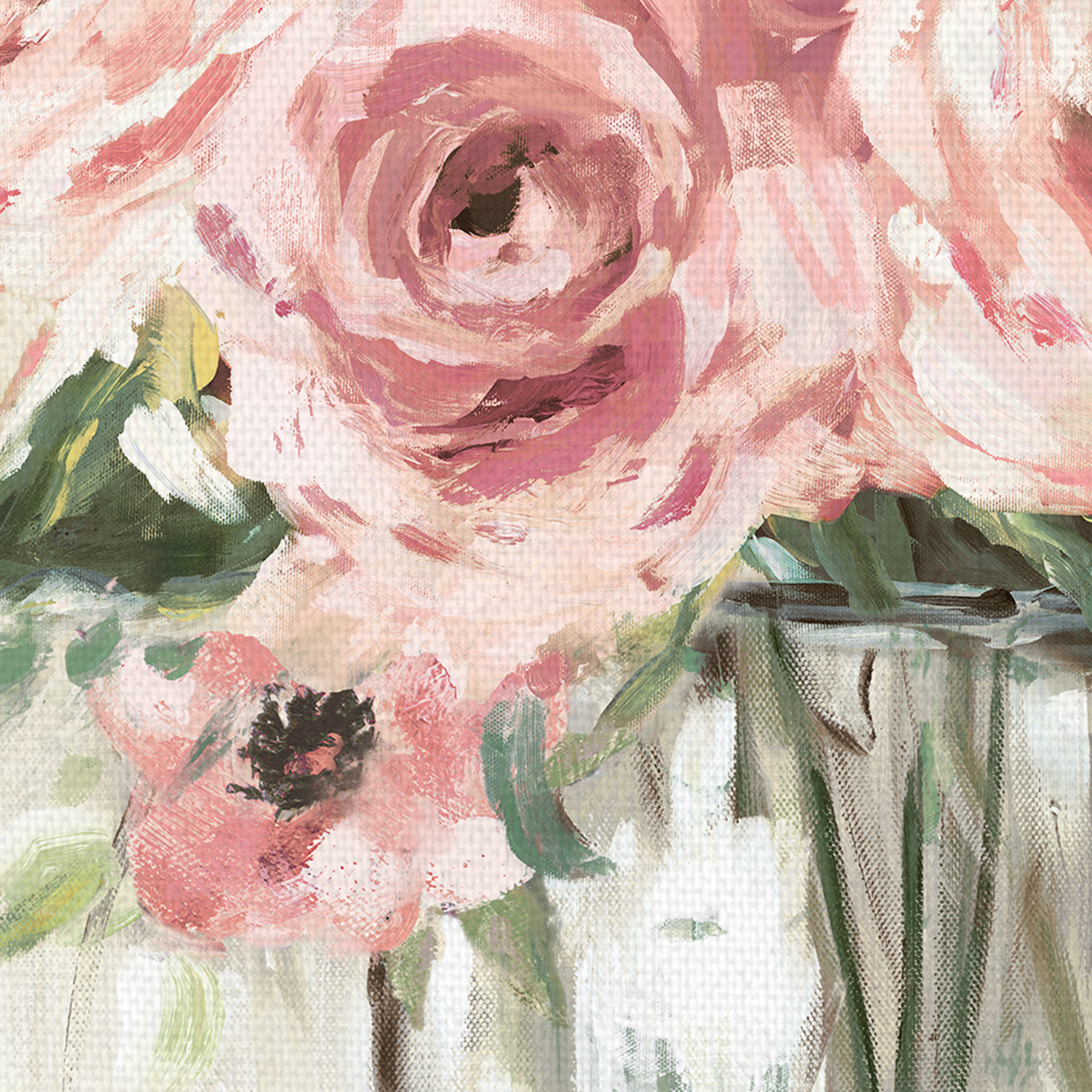 Blush Sage Floral Bouquet in Vase by Willowbrook Art Print