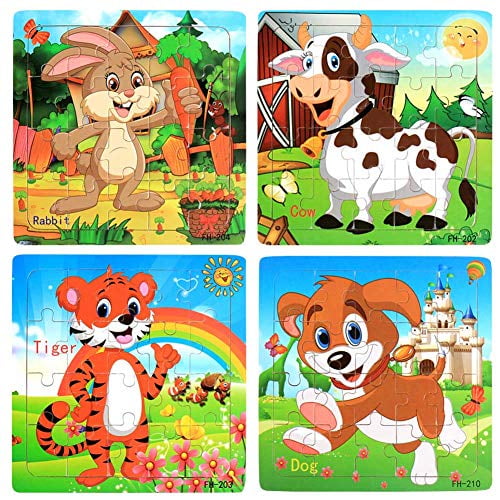 Graceon Wooden Jigsaw Puzzles Set For Kids Age 35 Year Old 20 Piece Animals Colorful Wooden