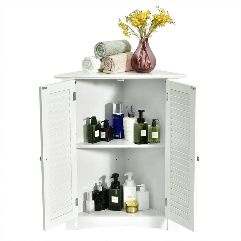 pumpkinホワイト キャビネット Costway Freestanding Corner Bathroom Storage Cabinet with