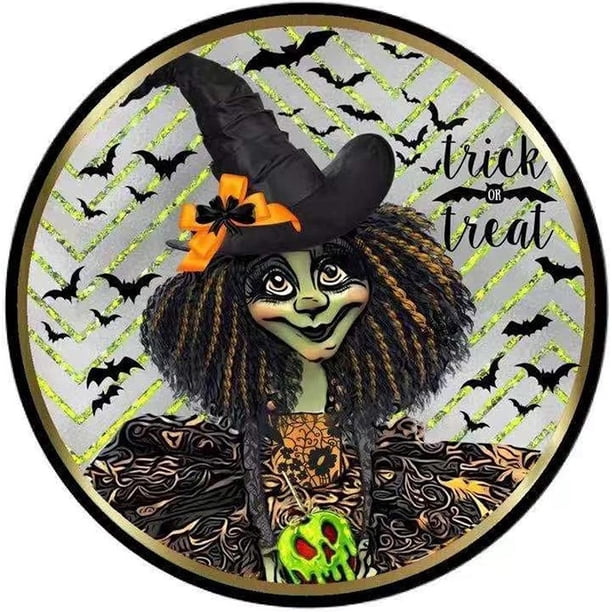 Corona De Halloween Colgador De Puerta Redondo Letrero De Bienvenida Para Decoración De Halloween Yuarrent HA043868-01