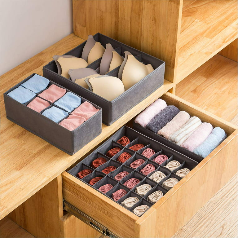  Drawer Organizer for Clothing, 12 Pack Sock Underwear Drawer  Organizer Bins, Foldable Fabric Closet Organizers and Storage Dresser  Drawer Dividers for Baby Clothes, Bra, Scarves, Belt, Tie (Grey) : Home 