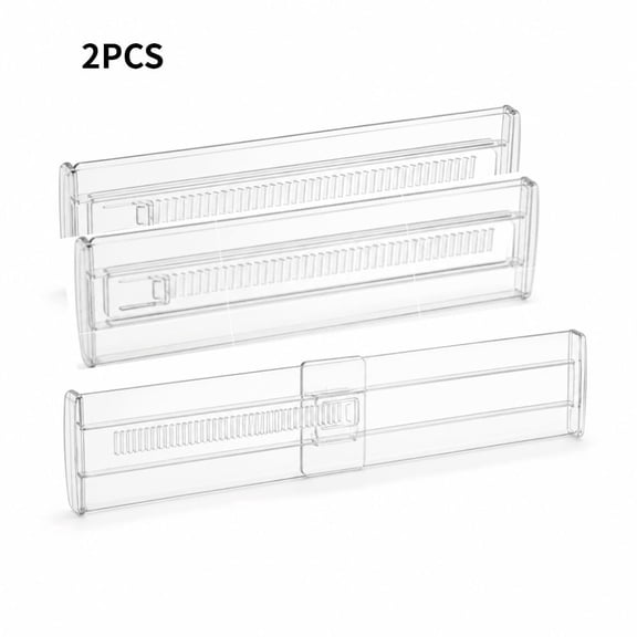 2Pack Shallow Drawer Dividers, 3.2" High 11.5"-20.5" Adjustable Expandable Kitchen Drawer Organizer, Clear Plastic Organizer Separators for Flatware, Utensil, Cutlery, Underwear, Clothes