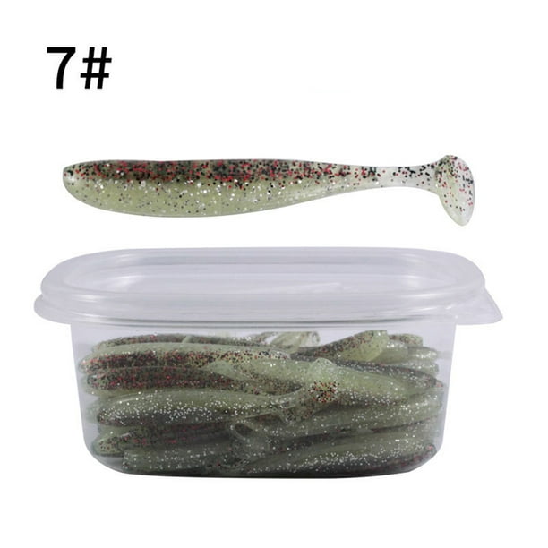 50pcs/box Rubber T-tail Soft Fish Lure Two-color Soft Bait Fishing