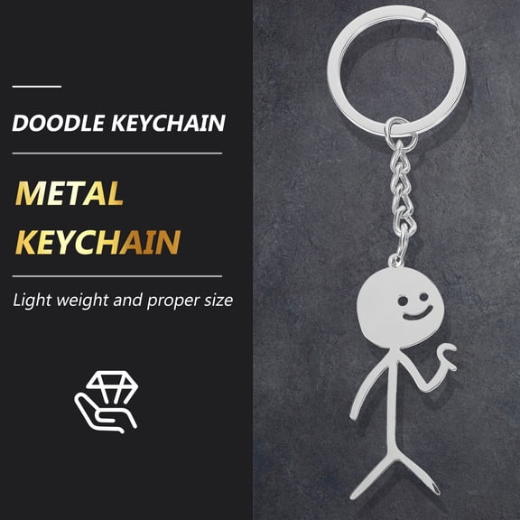 LOLIPPYY 2-Pack Stainless Steel Couple Keychain Set, Doodle Style Pendant Keychains, Ideal Gift for Him and Her