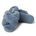 thumbnail image 2 of Fireside By Dearfoams Women's New Castle Genuine Shearling Cross Band Fuzzy Slide Slipper, 2 of 6