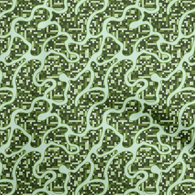 oneOone Cotton Silk Green Fabric Abstract Sewing Craft Projects Fabric Prints By Yard 42 Inch Wide