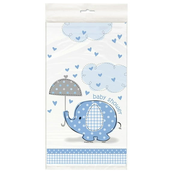 Plastic Elephant Baby Shower Table Cover, 84 x 54 in, Blue, 1ct.