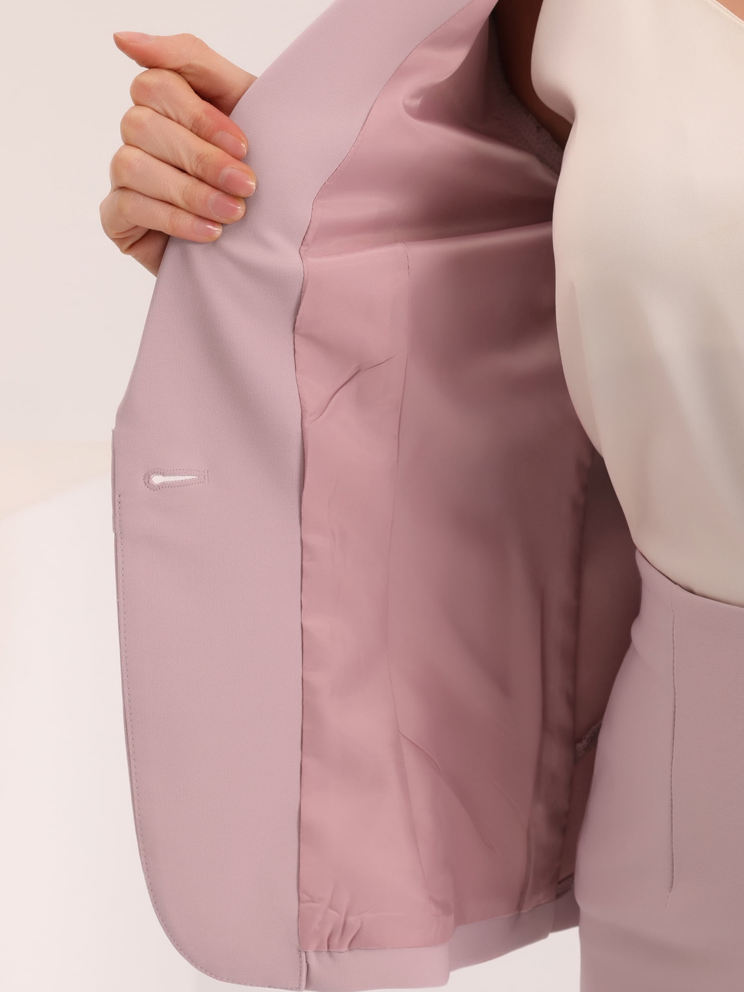 DARING DIVA Women's 2 Pcs Long Sleeve Blazer Pencil Skirt Outfit Set L Pink
