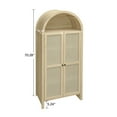 thumbnail image 3 of GZXS 2-Door Arched Pantry Cabinet w/ Open Storage and Adjustable Shelves, Freestanding Rattan Cupboard in Natural Finish, 31.1"L x 15.43"W x 70.28"H, 3 of 9