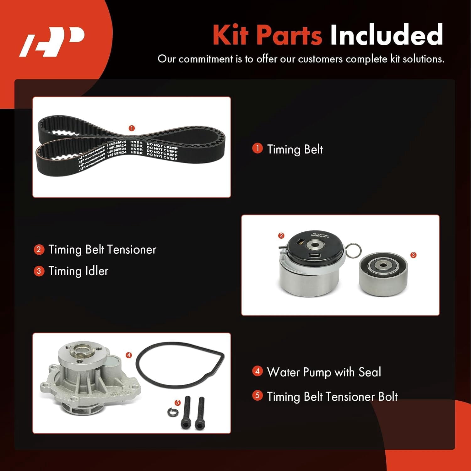 A-Premium Engine Timing Belt Kit with Water Pump Compatible with Chevrolet Sonic 12-18 Aveo Aveo5 Cruze Limited Pontiac G3 Wave Saturn Astra Suzuki Swift+ L4 1.6L 1.8L DOHC