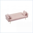 thumbnail image 6 of 71.7-Inch Pink Teddy Fleece Sofa Bed with 2 Throw Pillows | Teddy | Cushion Back | Square Arms, 6 of 9