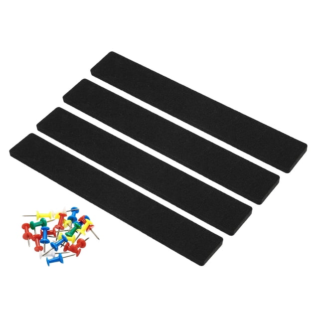 Unique Bargains Felt Bulletin Board Bar Strip Self Adhesive Wall Pin Board, Black 4 Pack