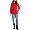 thumbnail image 3 of INSPIRE CHIC Women's Peter Pan Collar Single Breasted Overcoat Coat XL Bright Red, 3 of 6
