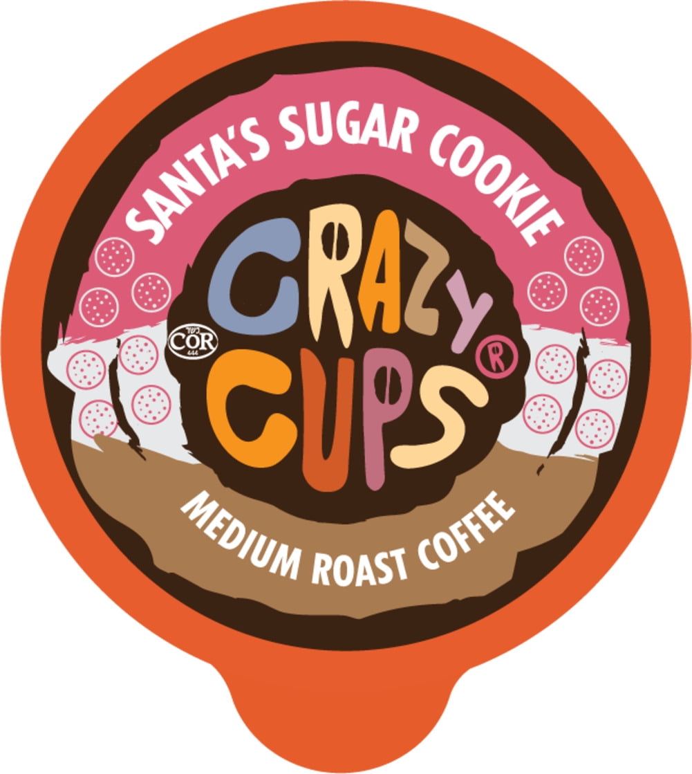 Crazy Cups Santa's sugar cookie Coffee Pods, Medium Roast, 22 Count For Keurig K-Cup Machines