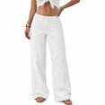 thumbnail image 2 of Stralyhd Wide Leg Jeans for Women Adjustable Low Rise Denim Pants 2026 Spring Summer Casual Jean Baggy Lightweight Straight Palazzo Pants White M, 2 of 5