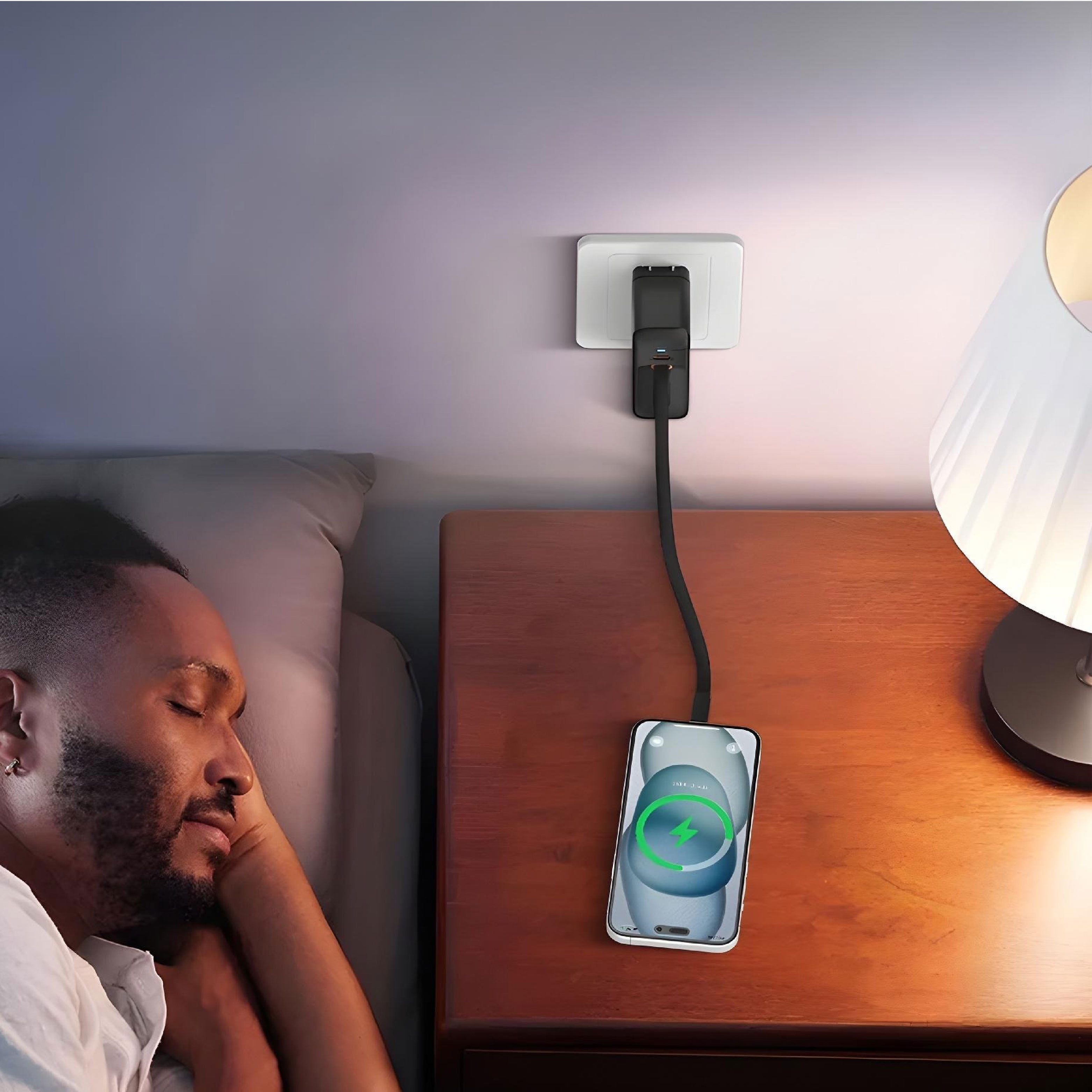 It's Just Smart Retractable Wall Charger, 40W Compact Plug, Built-in Type-C, Portable, iPhone, Samsung, Pixel