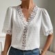 thumbnail image 2 of Blusas sueltas de manga corta con cuello en V de color sólido informal para mujer con estilo OAVQHLG3B Store lin121212, 2 of 5