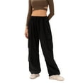 thumbnail image 3 of Gothic Cargo Pants Women Baggy High Waisted Y2k Pants Wide Leg with Pockets Drawstring Streetwear Casual Harajuku Joggers, 3 of 5
