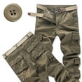 thumbnail image 4 of Dpytoraw Men's Cotton Pocket Overalls Long Pants Thick Pants Loose Wear Solid Color Pants, 4 of 5