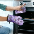 thumbnail image 2 of Purple Lavender Butterfly Scene Kitchen Oven Mitt and Pot Holder Sets 2 Pcs for Baking, Cooking and Grilling, Heat Resistant Up To 392 °F, 2 of 7