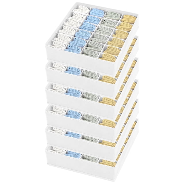 Organizador de calcetines Joyoldelf con cajones, organizador de ropa interior, organizador de armario plegable de 24 compartimentos y soporte para calcetines, para guardar calcetines, corbatas y cintu