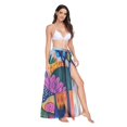 thumbnail image 2 of FORMRS Womens Long Sarong Beach Wrap Semi-Sheer Bikini Skirt Bathing Swimsuit Cover Up, Art Plants, 2 of 7