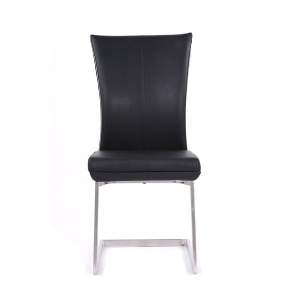 HomeRoots Decor Two 38-inch Black Leatherette and Steel Dining Chairs