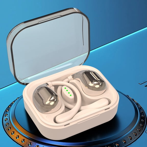 Open Ear Headphones Wireless Bluetooth 5.3 Earbuds, 40H Playtime with Digital Display, HiFi Stereo, ENC Clear Calls, Lightweight & IPX5 Waterproof Sports Earphones for Running & Workouts,Beige