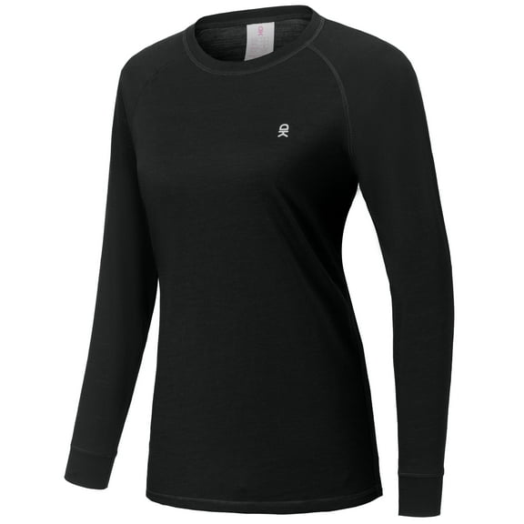 Little Donkey Andy Women's Wool Base Layer,Lightweight Thermal Underwear Tops Winter Long Sleeve shirts, Quick Dry Wicking (Black XS)
