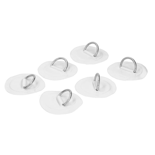 6pcs Inflatable Boat DRing Patch, Stainless Steel Pull Ring Elastic Bungee Cord for PVC Inflatable Boat Raft Dinghy Kayak