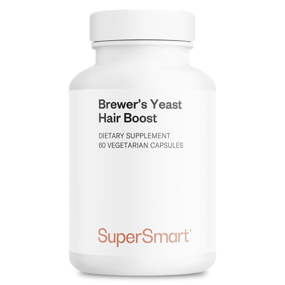 SuperSmart Brewer's Yeast Hair Boost (Advanced Formula) - with Saccharomyces Cerevisiae, Zinc, Biotin - Hair Supplement | Non-GMO - 60 Vegetarian Capsules