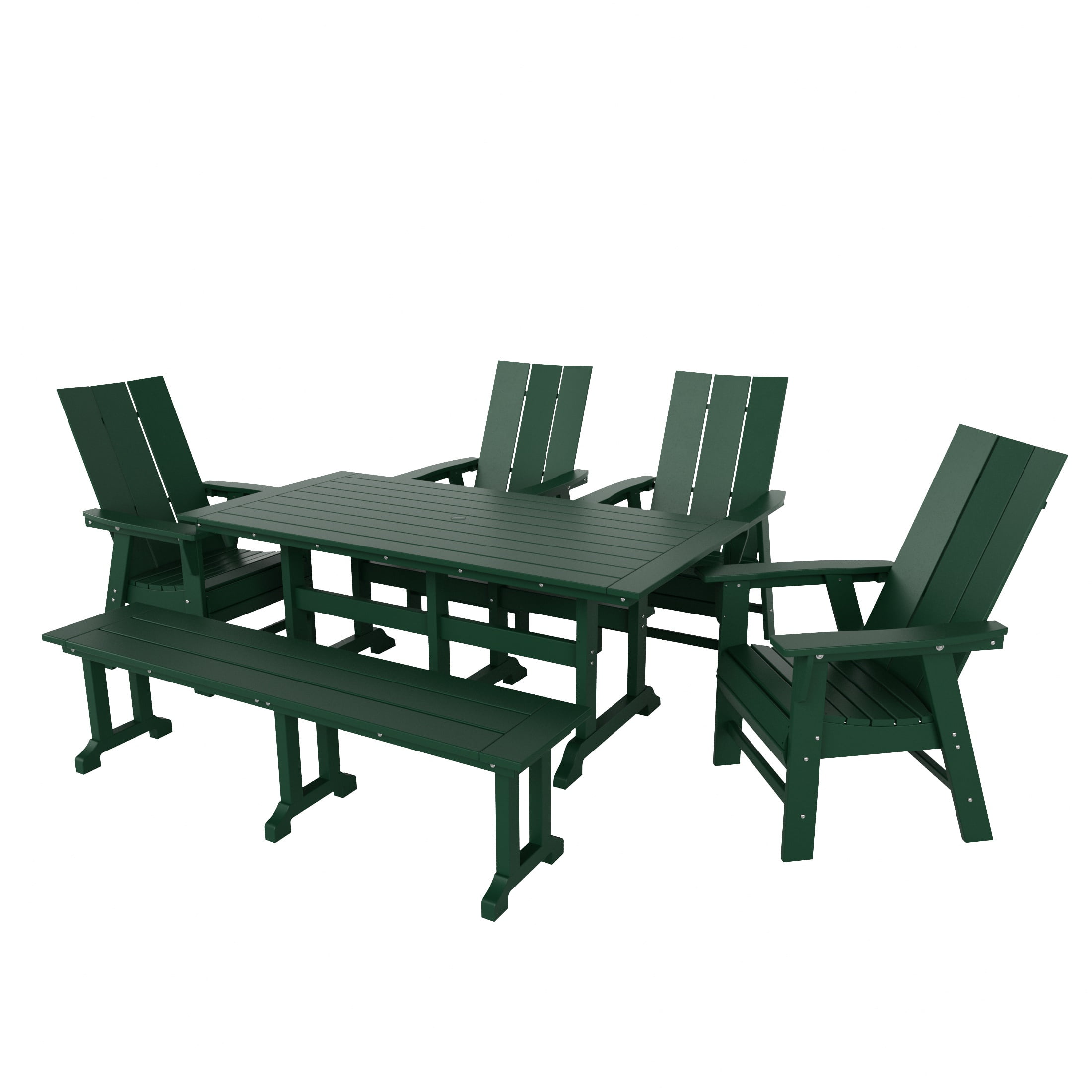 WestinTrends Ashore 6 Pieces Adirondack Patio Dining Set with Bench