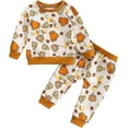 thumbnail image 1 of Toddler Baby Girls Halloween Clothes Kid Girl Cute Pumpkin Print Outfits Pullover Sweatshirts And Flare Trouser Setsize80cm)suggest Age: 6-12 Months, 1 of 4