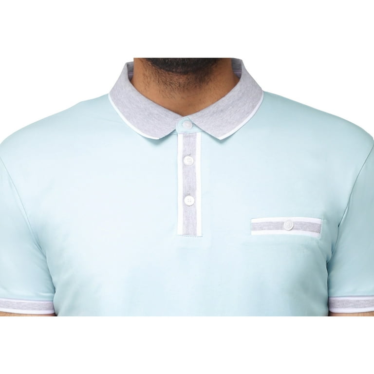 X RAY Jeans Mens Basic Short Sleeve Polo Shirt, Light Blue, 2XL