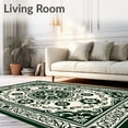 thumbnail image 2 of ODIKA 6'x9' Machine Washable Non-Slip Area Rug, Vintage Medallion Interlocking Scrollwork with Flourishes High Traffic Rug with Pad, Green, 578506, 2 of 8