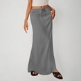 thumbnail image 2 of VBTAPA Women's Summer Linen Maxi Skirt Drawstring Low Waist A Line Casual Skirts Flared Long Skirt Gray S, 2 of 8
