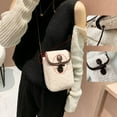 thumbnail image 5 of LinYooLi Women's Sherpa Cellphone Crossbody Purse, Teddy Fleece Small Shoulder Bag, Winter Trendy Phone Wallet, 5 of 9