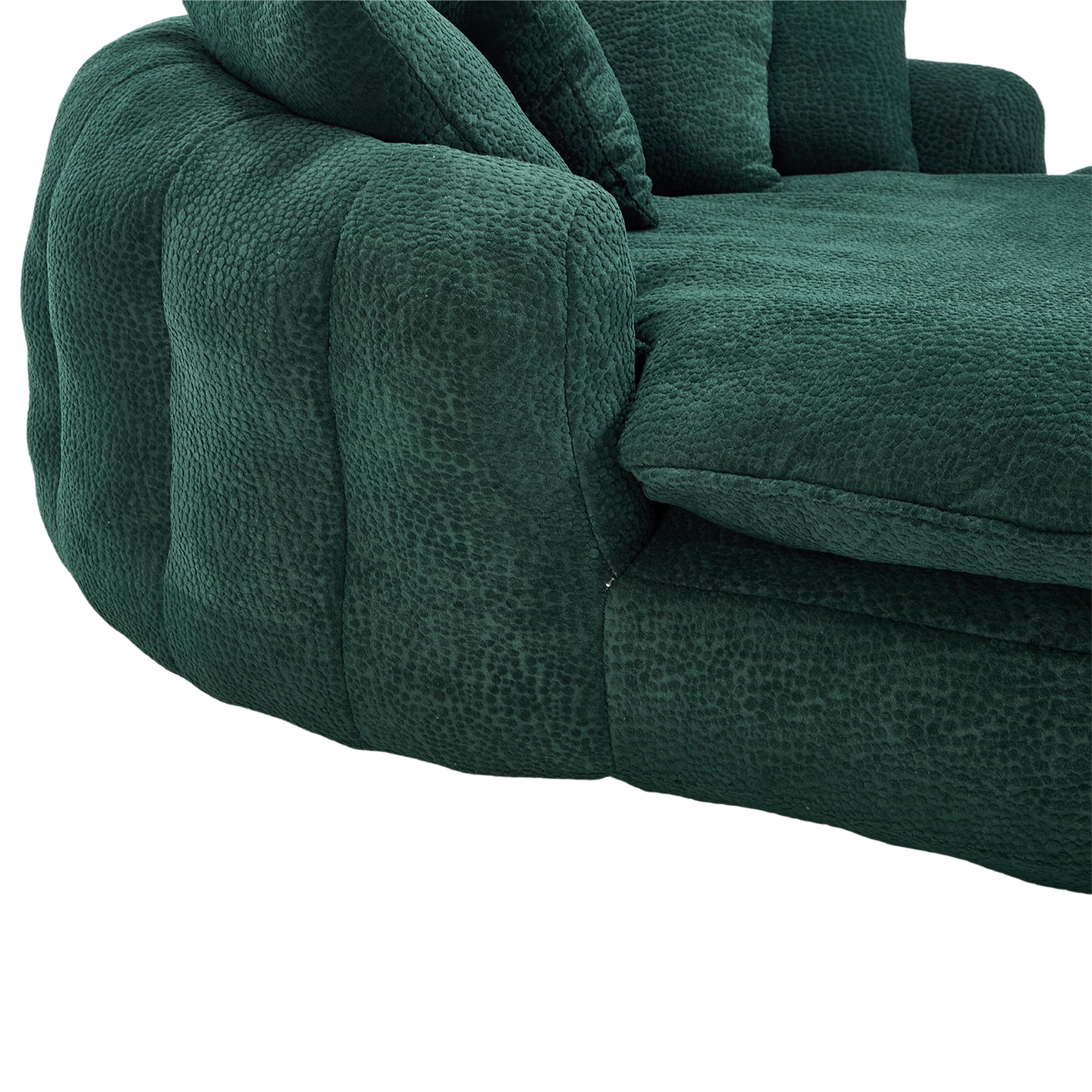 Aukfa Oversized Bean Bag Sofa, 59.84" Deep Sleeper Chaise with 5 Pillows, Chenille, Green