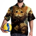 thumbnail image 4 of Retro Cat Men's Printed Casual Button Down Short Sleeve Beach Shirts, 4 of 6