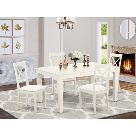 WEBO5-LWH-LC 5 Pc Set With One Weston Table And 4 Faux Leather Seat Chairs