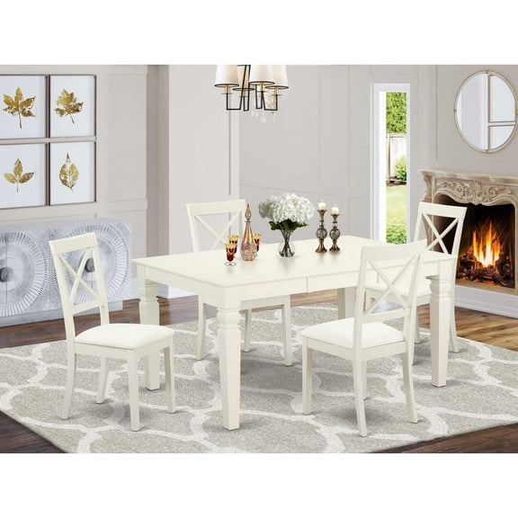 WEBO5-LWH-LC 5 Pc Set With One Weston Table And 4 Faux Leather Seat Chairs