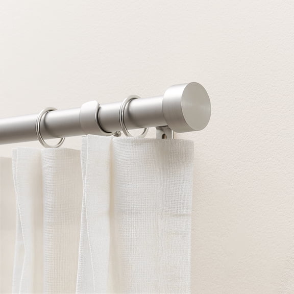 Muuphra Modern 1" Brushed Nickle End Cap Adjustable Single Curtain Rods,30"-60"