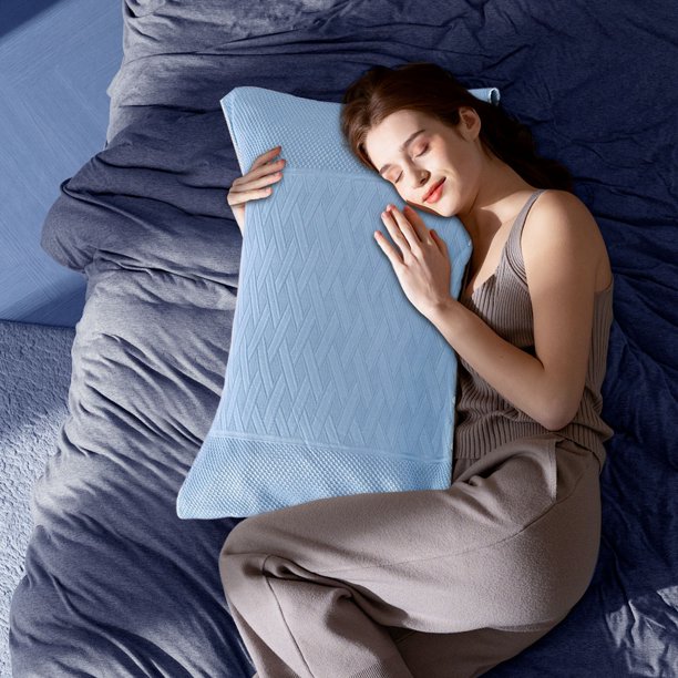 Funda de almohada premium estilo hotel | Tejido de poliéster suave y transpirable | Diseño de cuadrícula | Tamaño estándar de 72 x 52 cm | Paquete individual