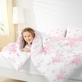 thumbnail image 4 of jejeloiu Cute Bowknot Ribbon Bedding Comforter Set,Vintage Flower Floral Twin Comforter Sets,White Pink Bedding Set For Girls Kids,Super Cozy Room Decor Reversible,2 Pieces, 4 of 8