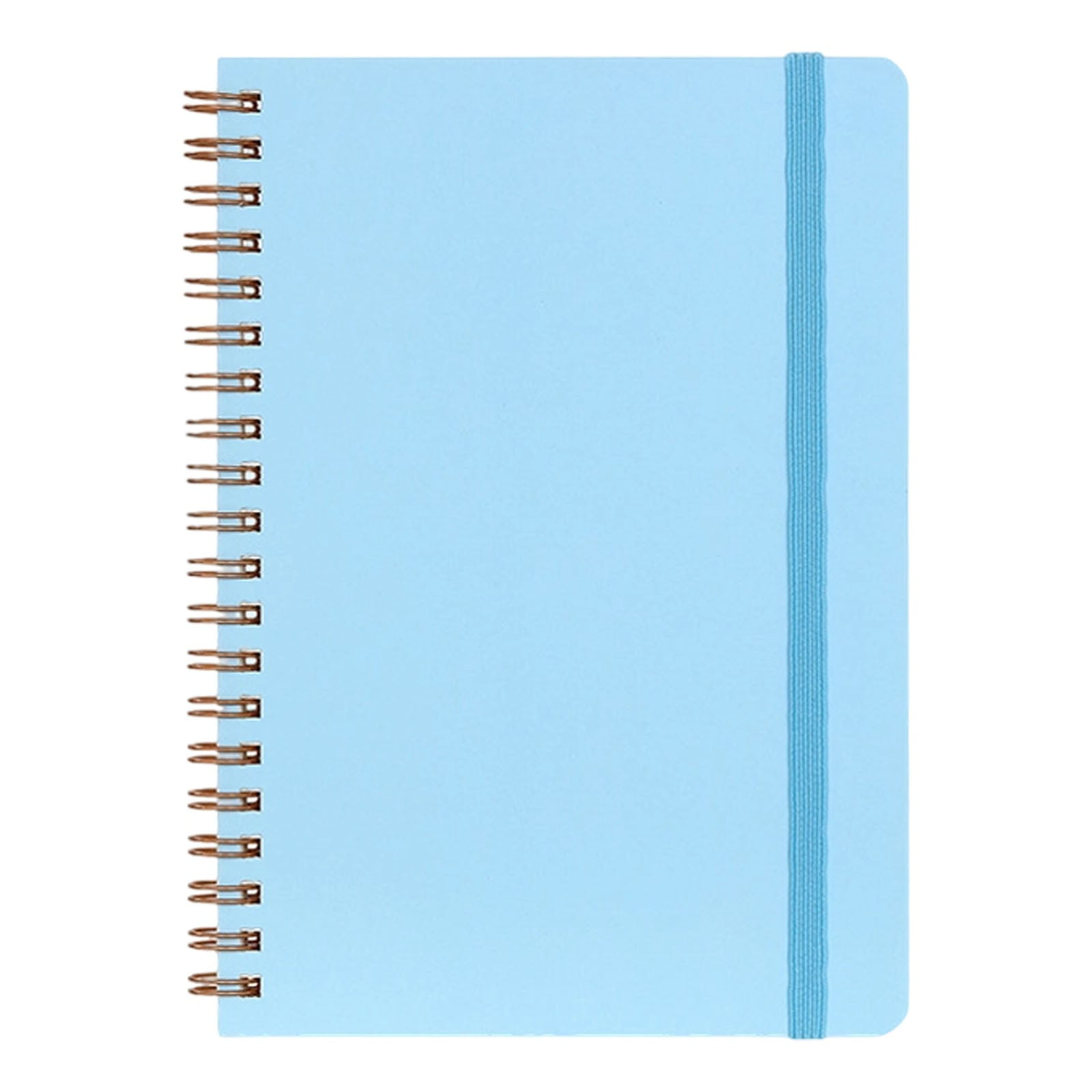 QIJGEBGG Spiral Notebook Journal Hardcover 60 Pages Lined Writing Notebook with Elastic Closure and Inner Pocket for Work Study Office Note Taking and Daily Planning(Sky Blue)