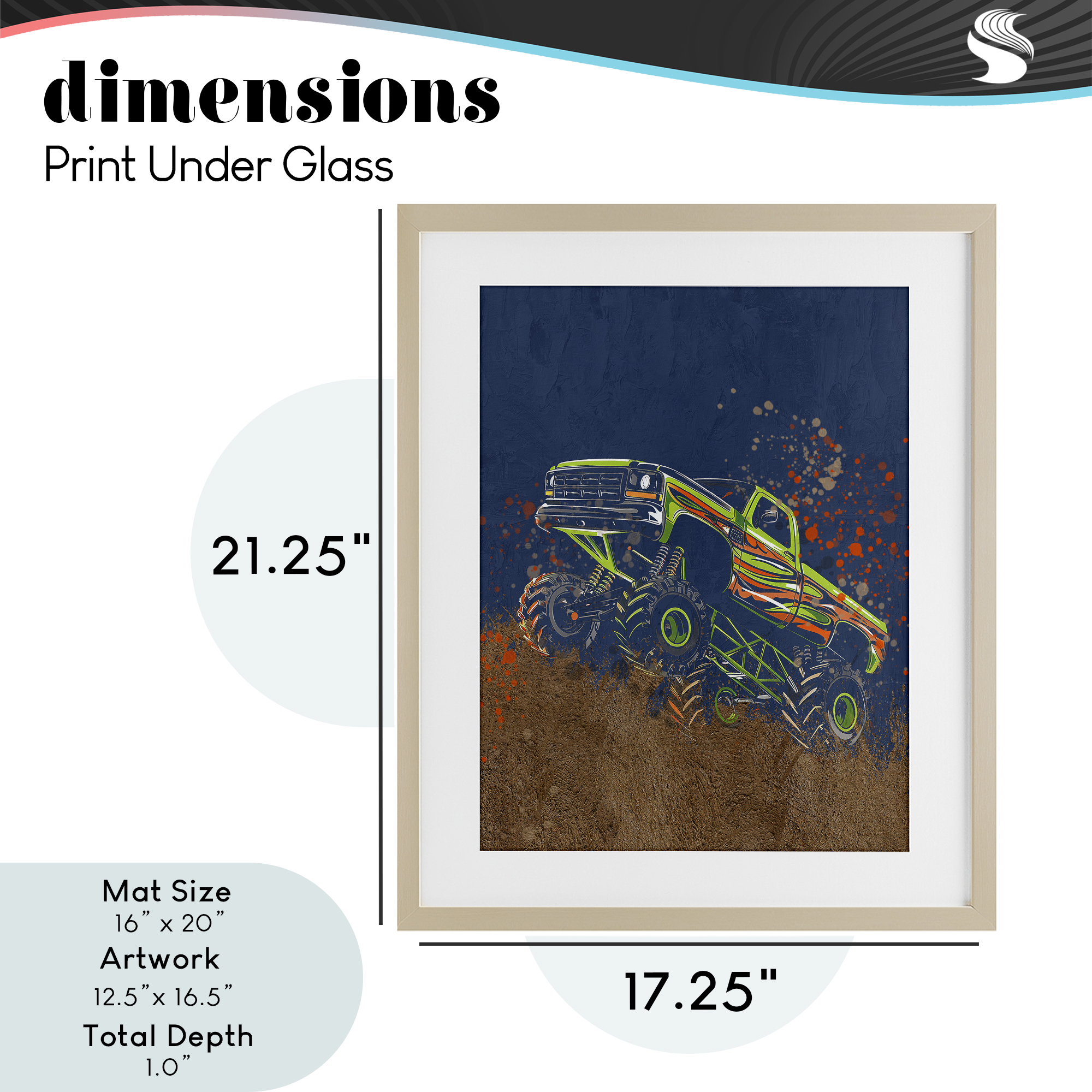 My Jam Truck Adventure Birch Framed Print Under Glass, design by Kim Allen